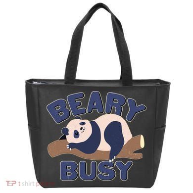 Beary Busy Cute Lazy Panda Tote Bag