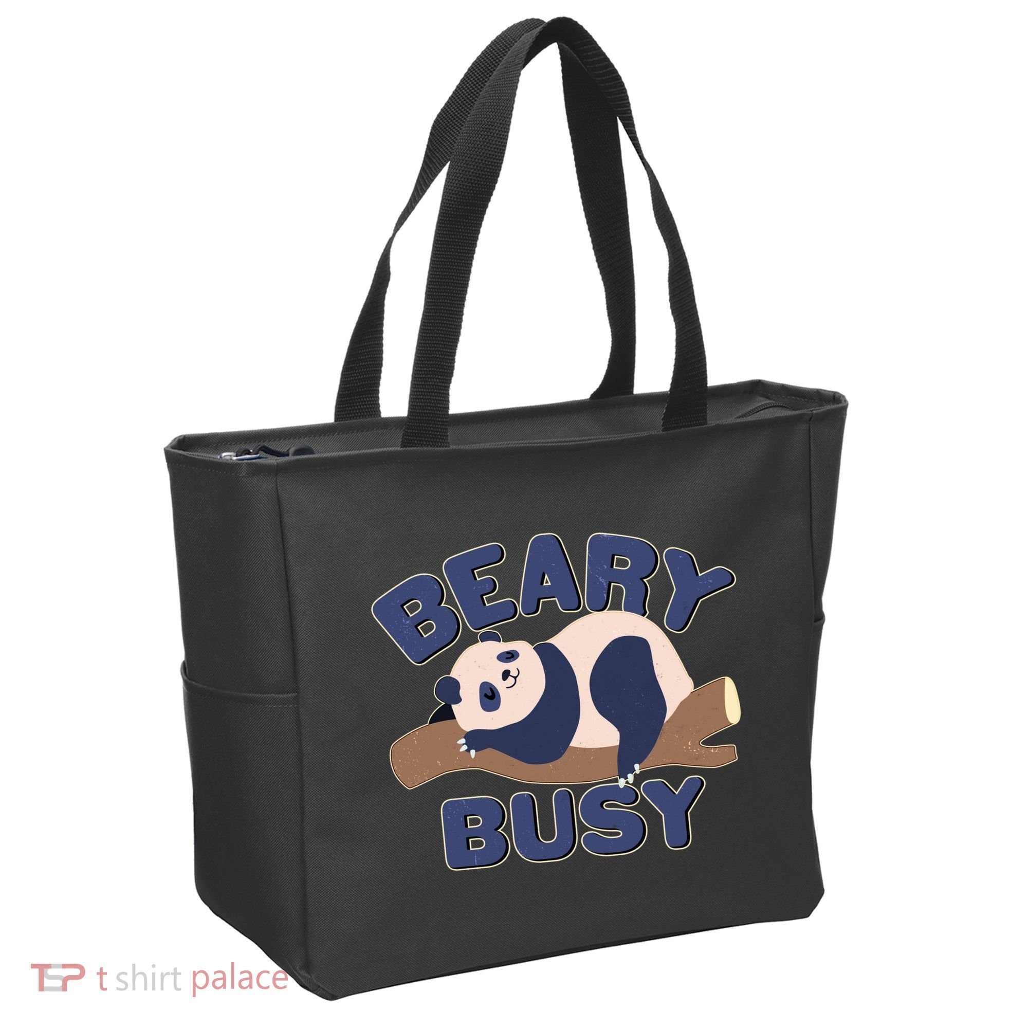 Beary Busy Cute Lazy Panda Tote Bag