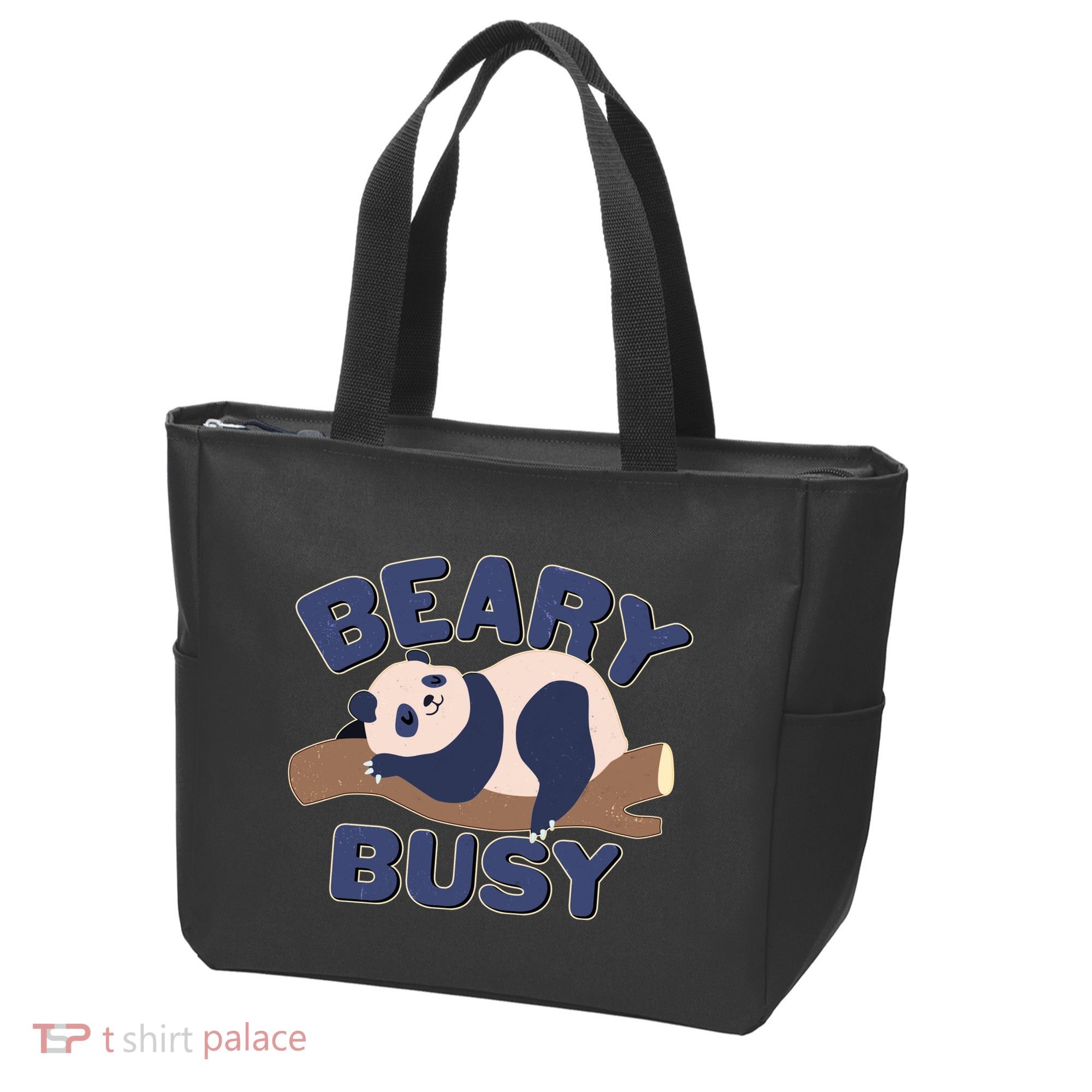 Beary Busy Cute Lazy Panda Tote Bag