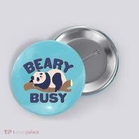 Beary Busy Cute Lazy Panda Button thumb 0