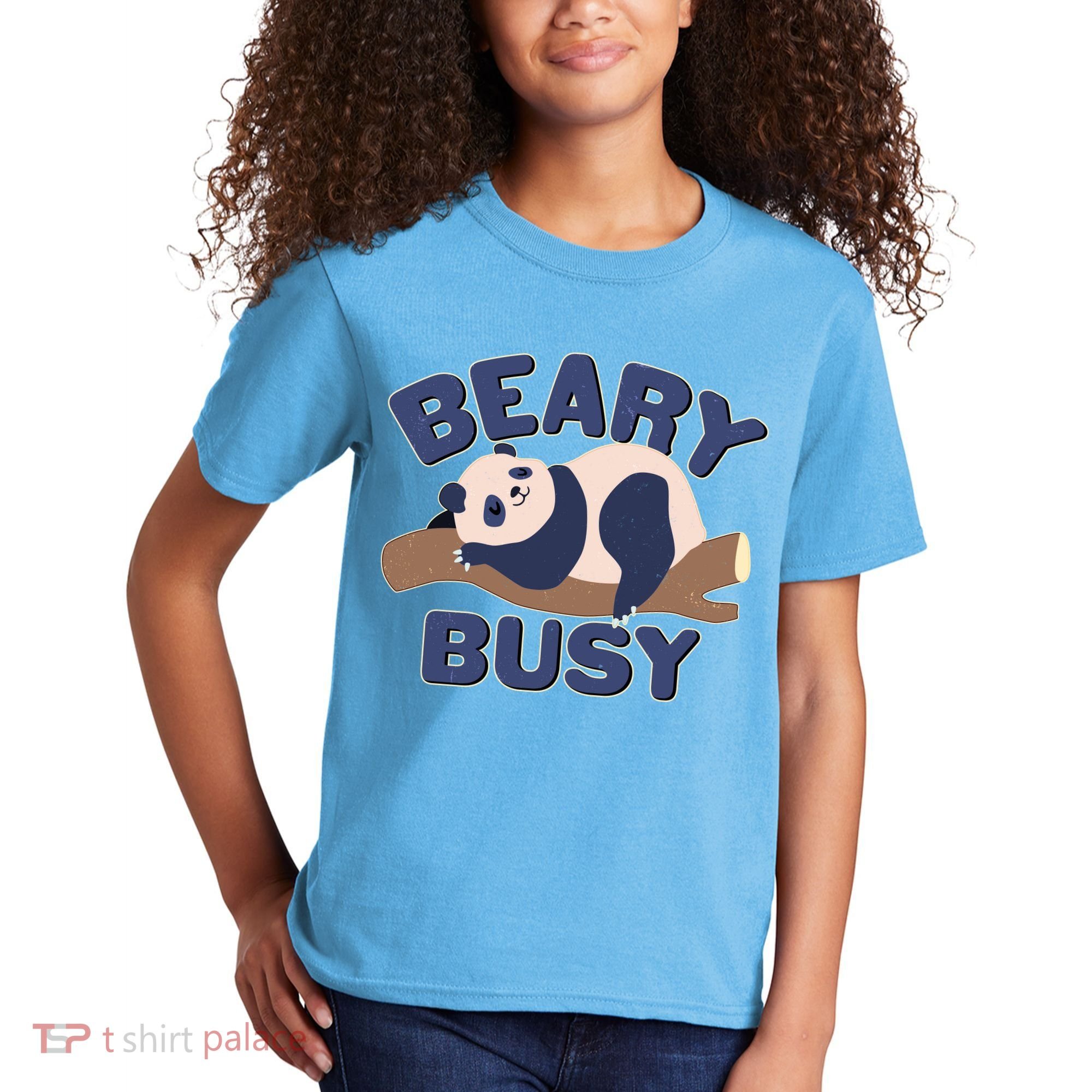 Beary Busy Cute Lazy Panda Kids T-Shirt