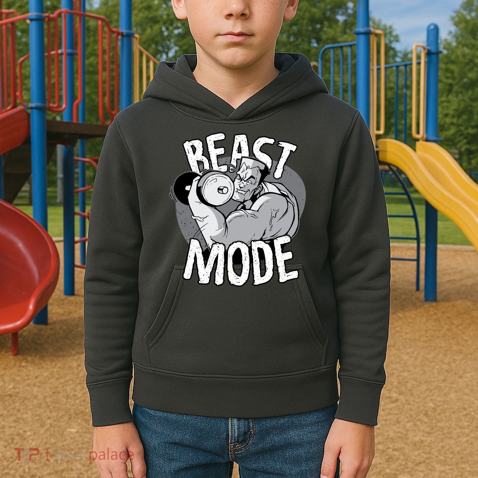 Beast Mode Bodybuilder Kids Hoodie