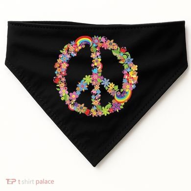 Beautiful Flower Peace Sign USA-Made Doggie Bandana