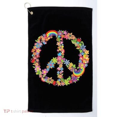 Beautiful Flower Peace Sign Golf Towel