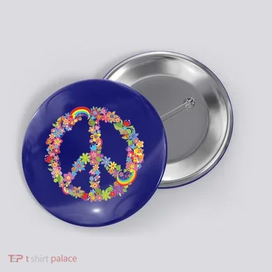 Beautiful Flower Peace Sign Button