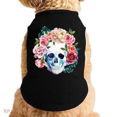 Beautiful Flower Skull Doggie Tank