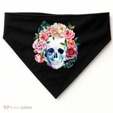 Beautiful Flower Skull USA-Made Doggie Bandana
