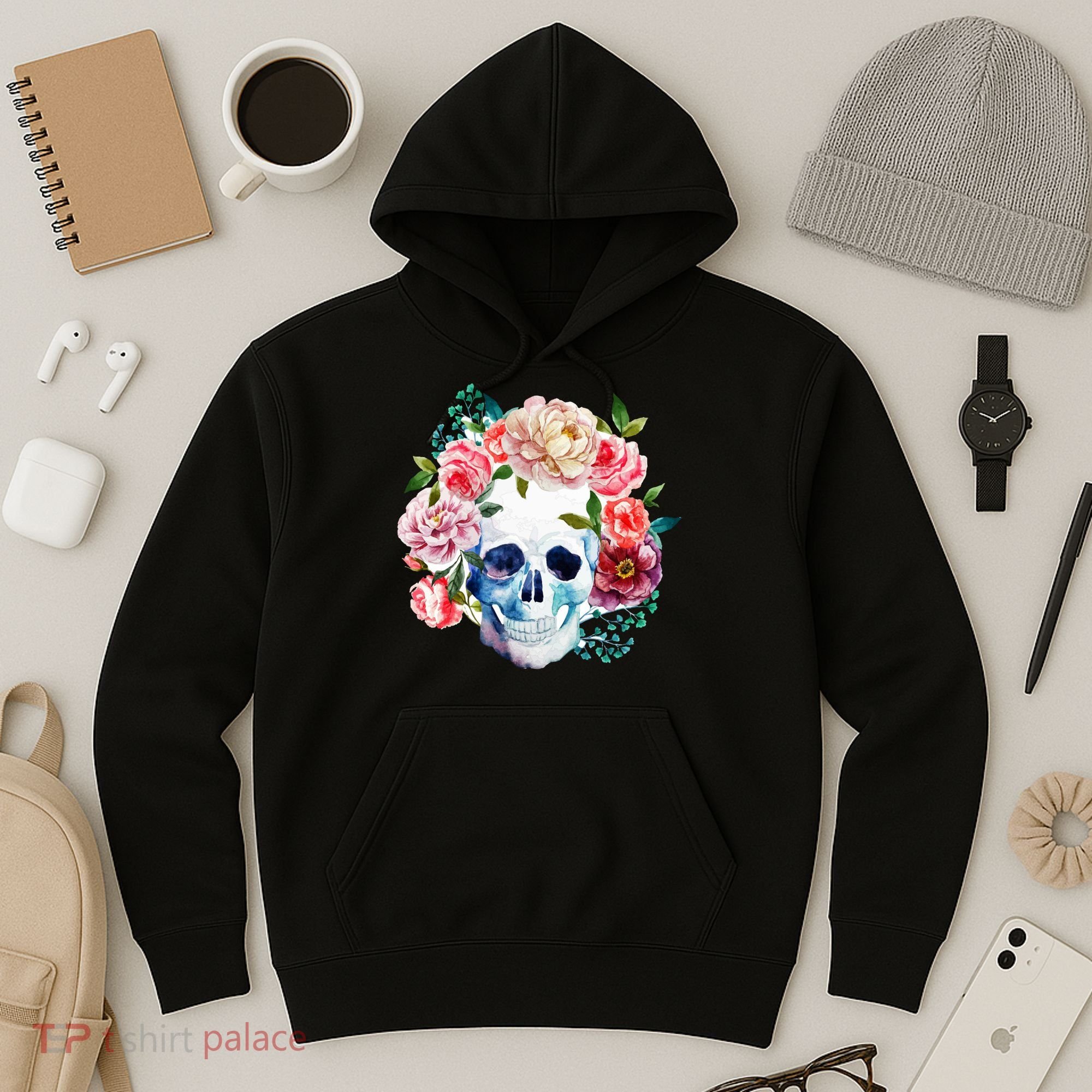 Beautiful Flower Skull Hoodie