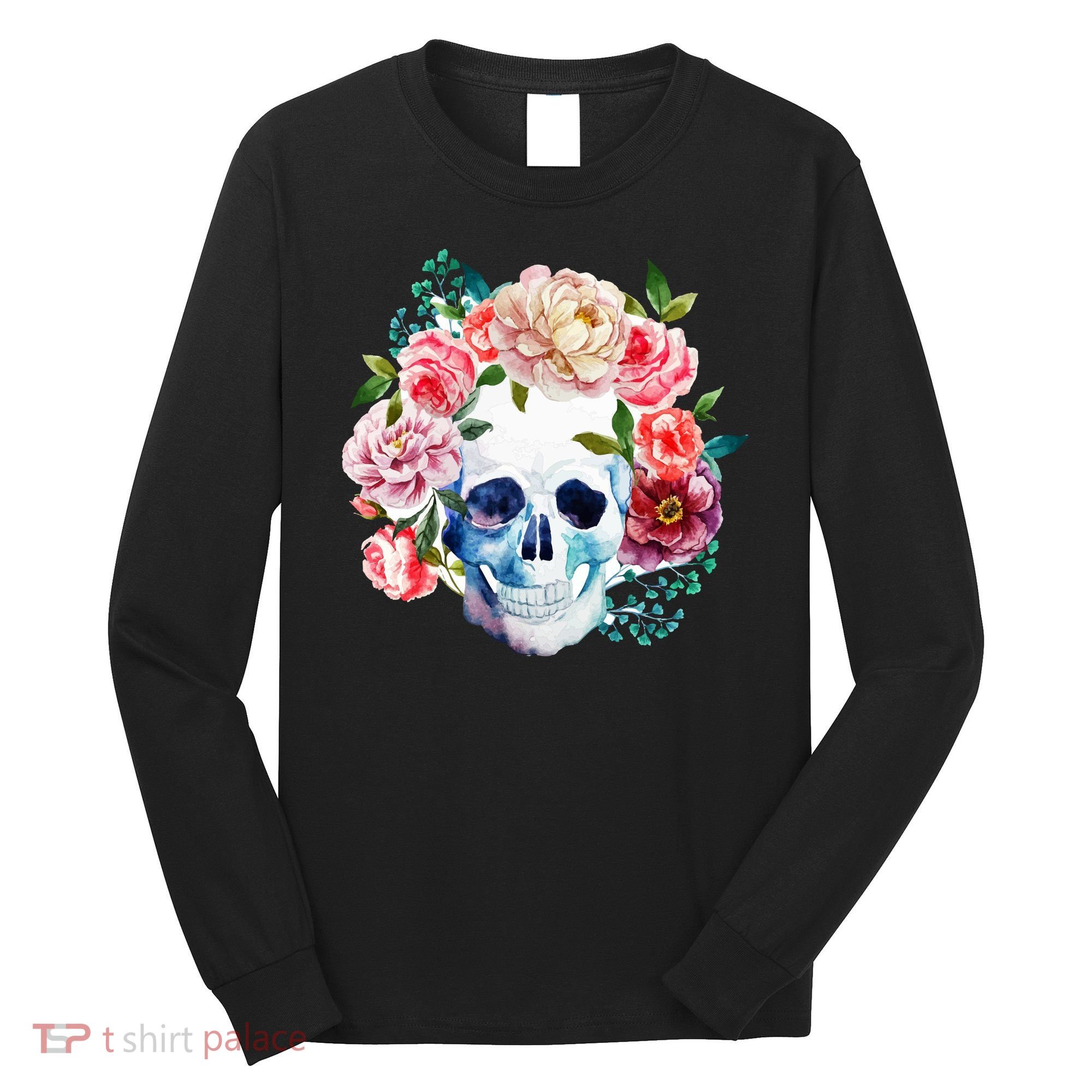 Beautiful Flower Skull Long Sleeve Shirt