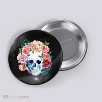 Beautiful Flower Skull Button thumb 0