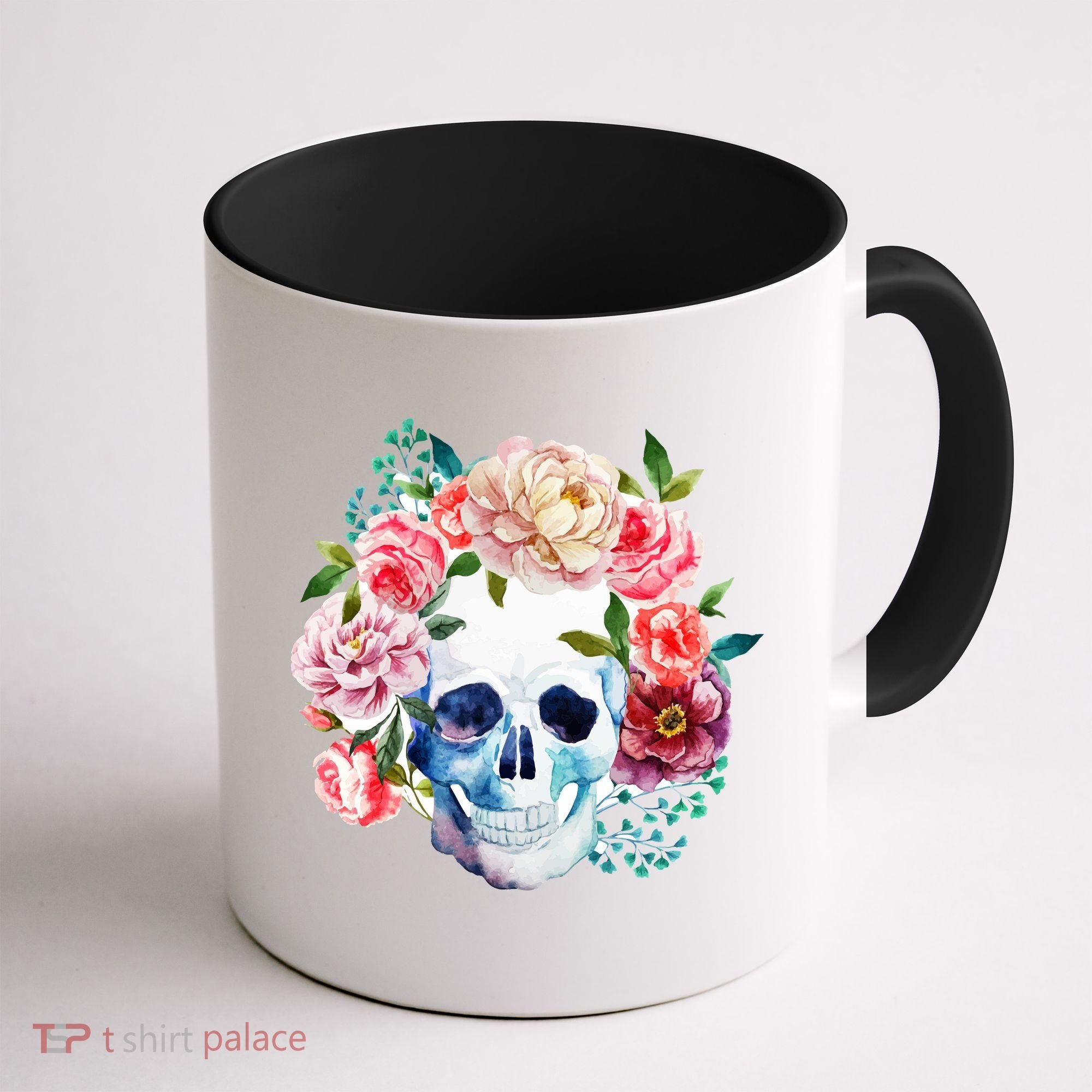 Beautiful Flower Skull Coffee Mug