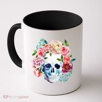Beautiful Flower Skull Coffee Mug thumb 0