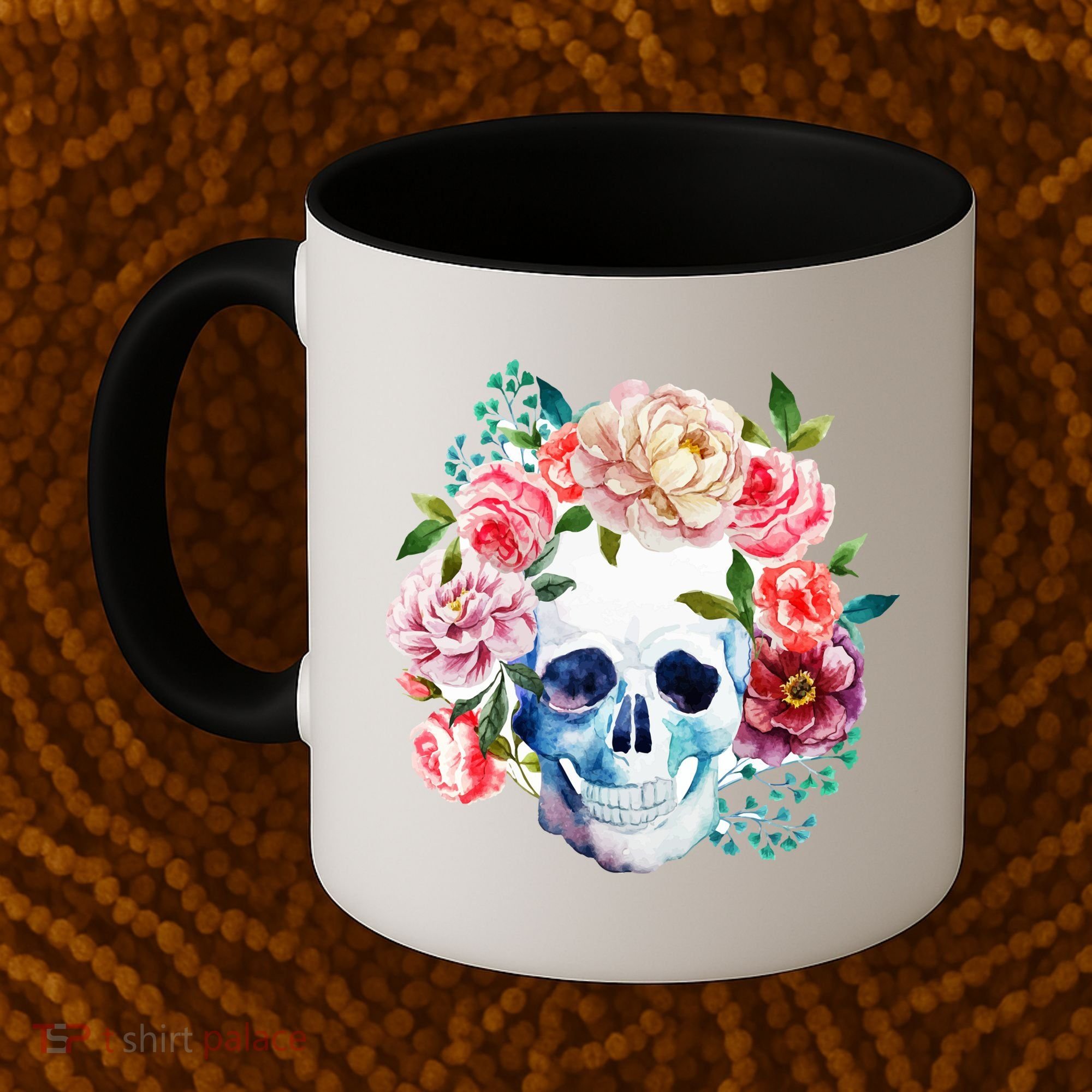 Beautiful Flower Skull Coffee Mug