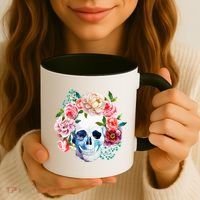Beautiful Flower Skull Coffee Mug thumb 3
