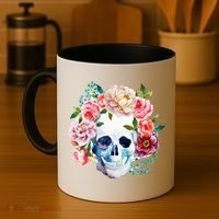 Beautiful Flower Skull Coffee Mug thumb 4