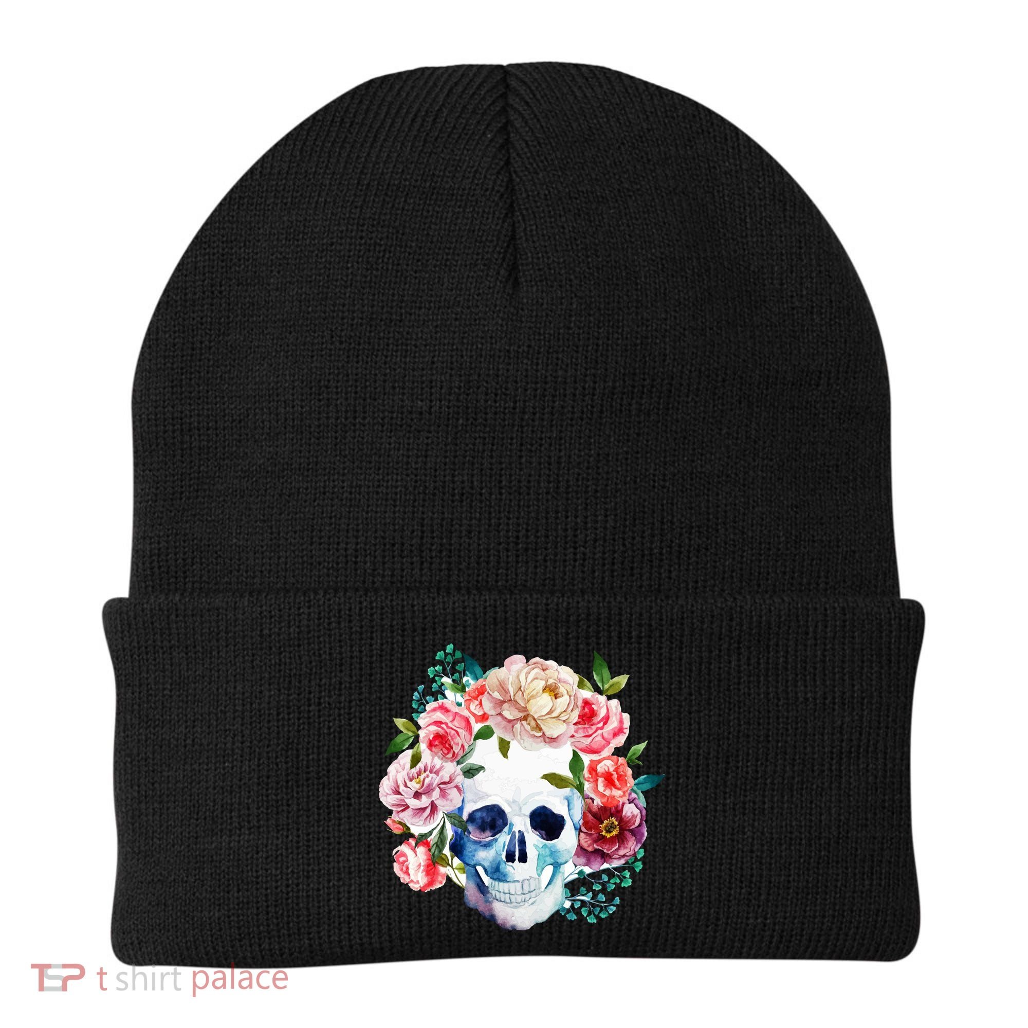 Beautiful Flower Skull Beanie