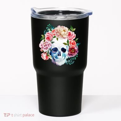 Beautiful Flower Skull Tumbler
