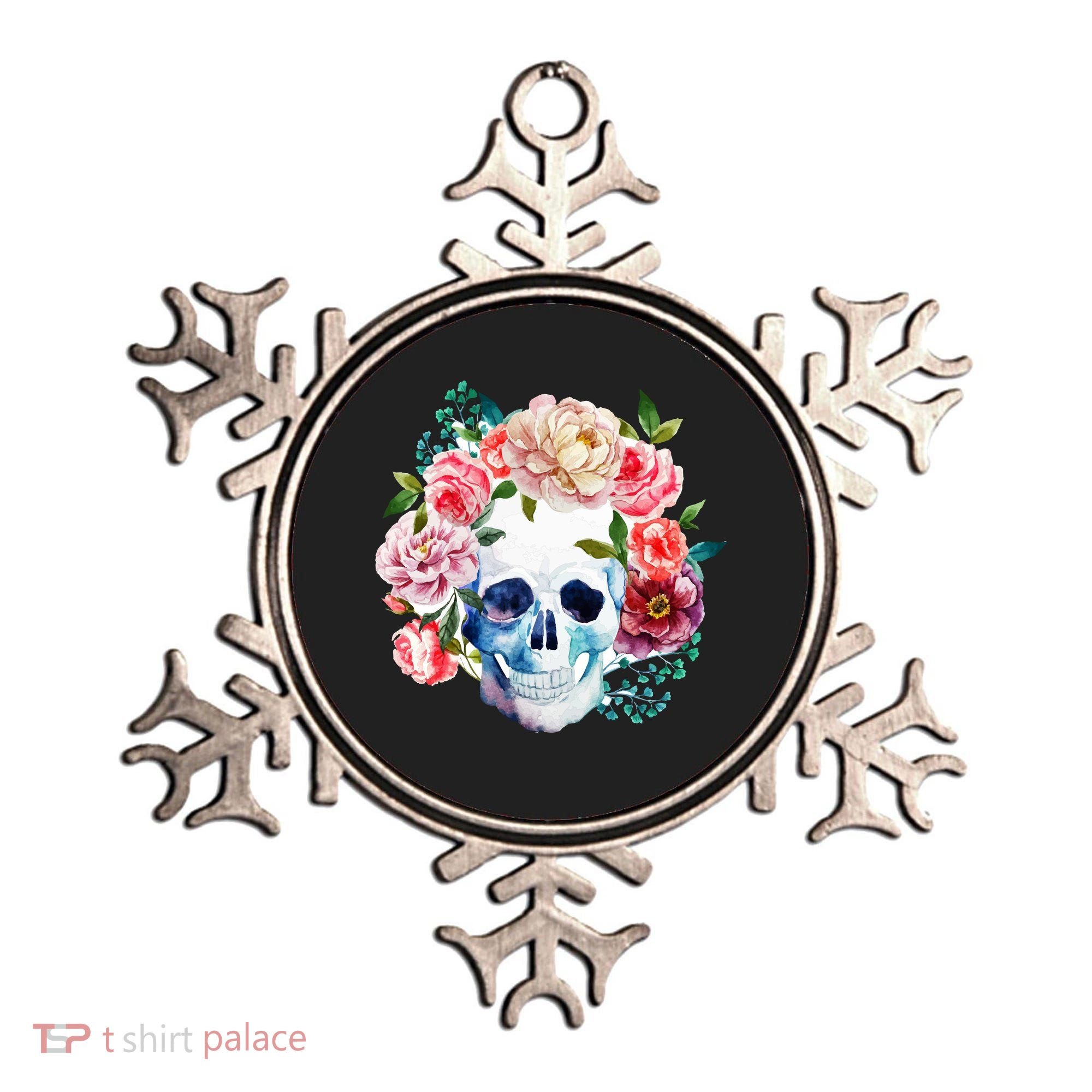 Beautiful Flower Skull Ornament