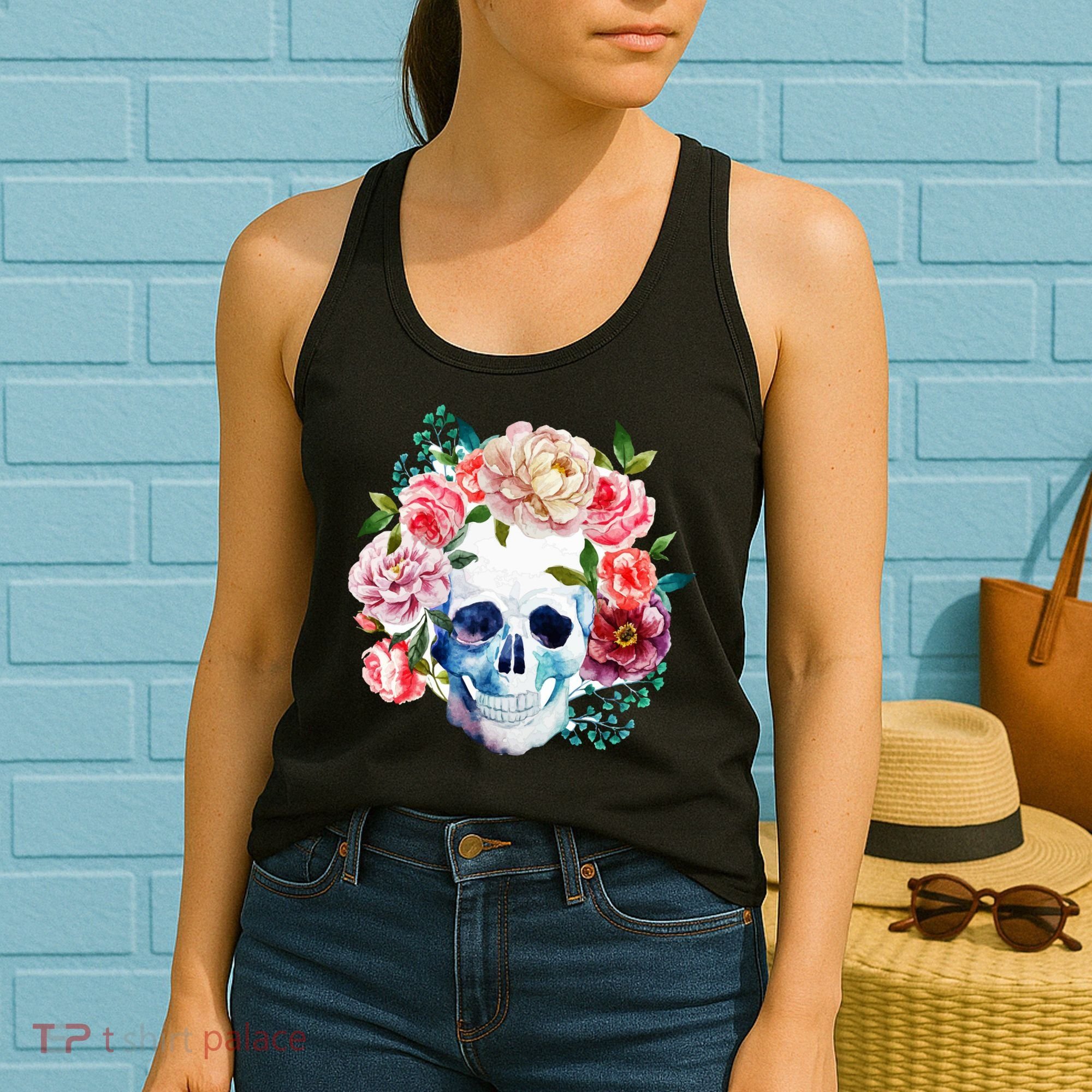 Beautiful Flower Skull Women's Tank Top