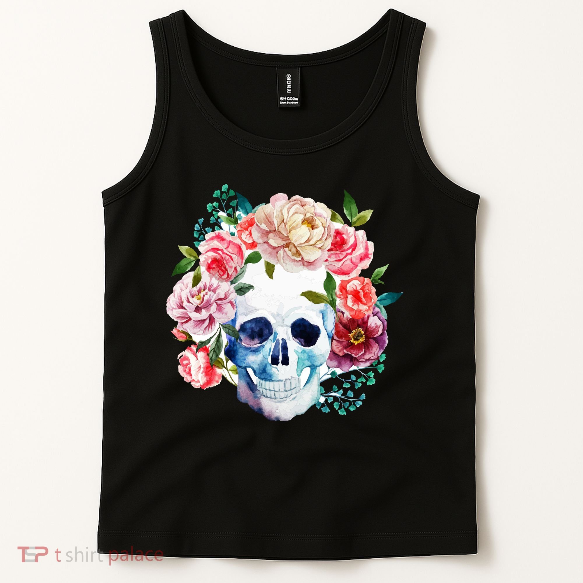 Beautiful Flower Skull Tank Top