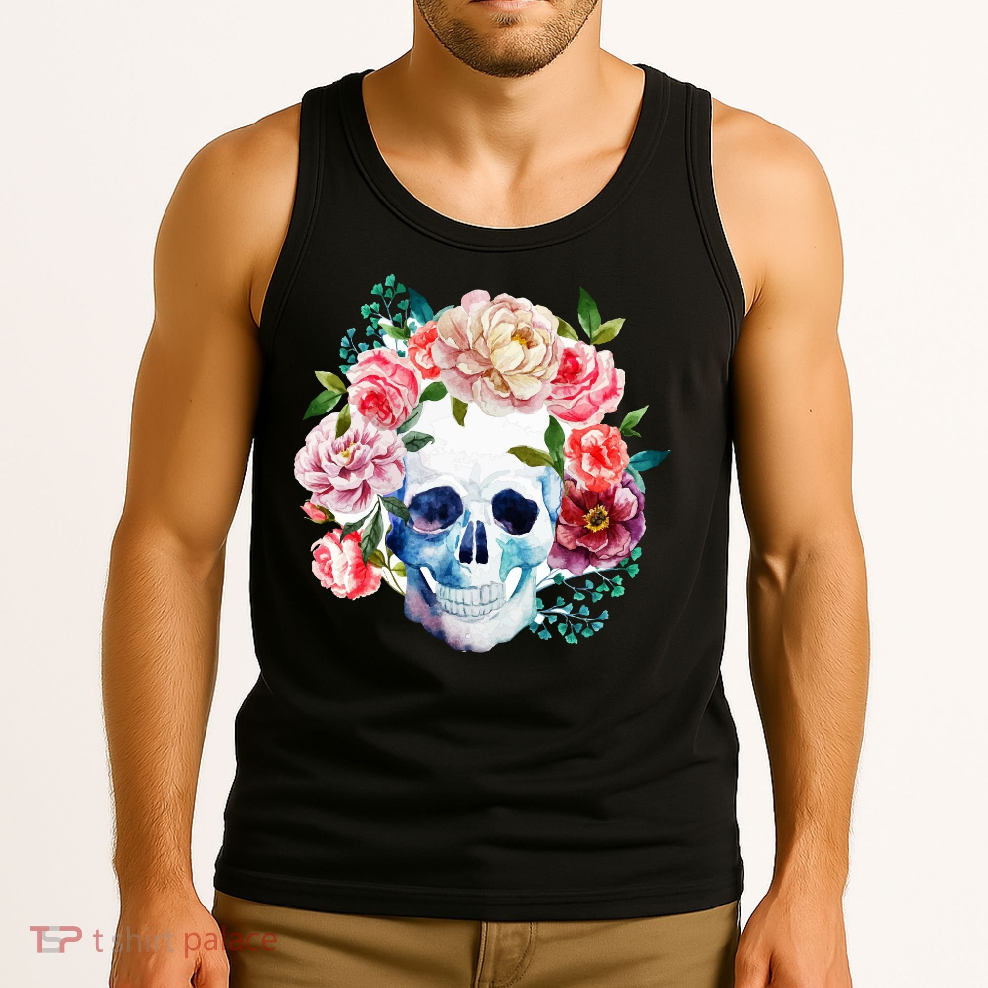 Beautiful Flower Skull Tank Top