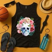 Beautiful Flower Skull Tank Top thumb 4