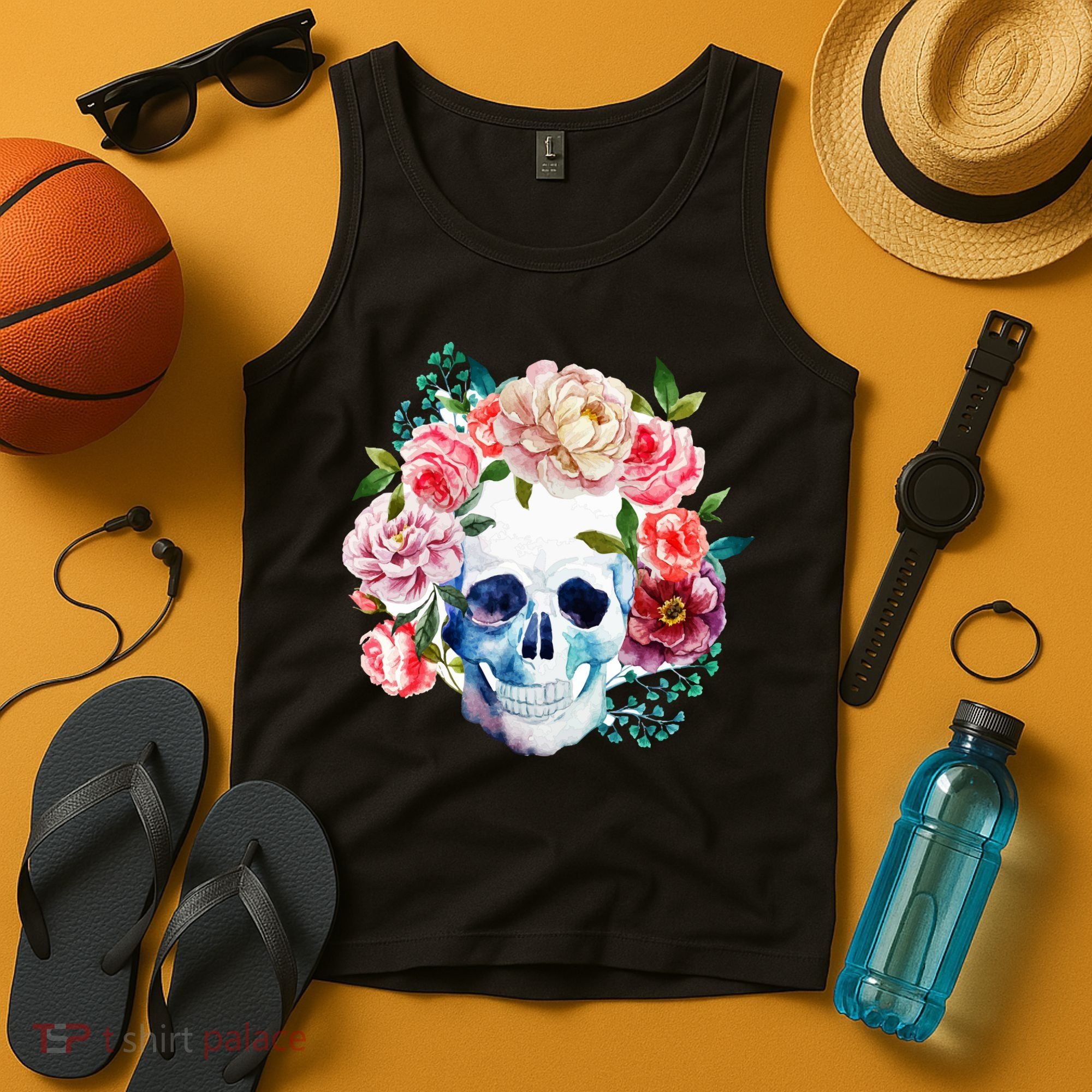 Beautiful Flower Skull Tank Top