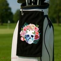 Beautiful Flower Skull Golf Towel thumb 2