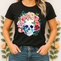 Beautiful Flower Skull Women's T-Shirt thumb 2