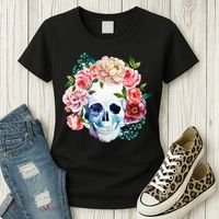 Beautiful Flower Skull Women's T-Shirt thumb 3