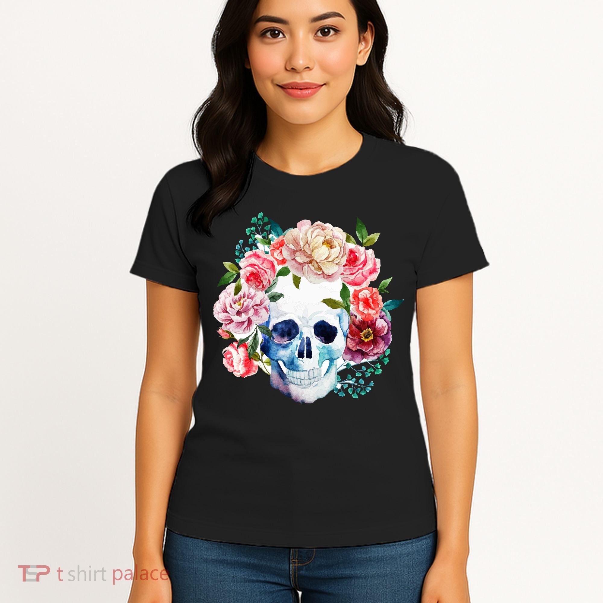 Beautiful Flower Skull Women's T-Shirt