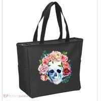 Beautiful Flower Skull Tote Bag thumb 2