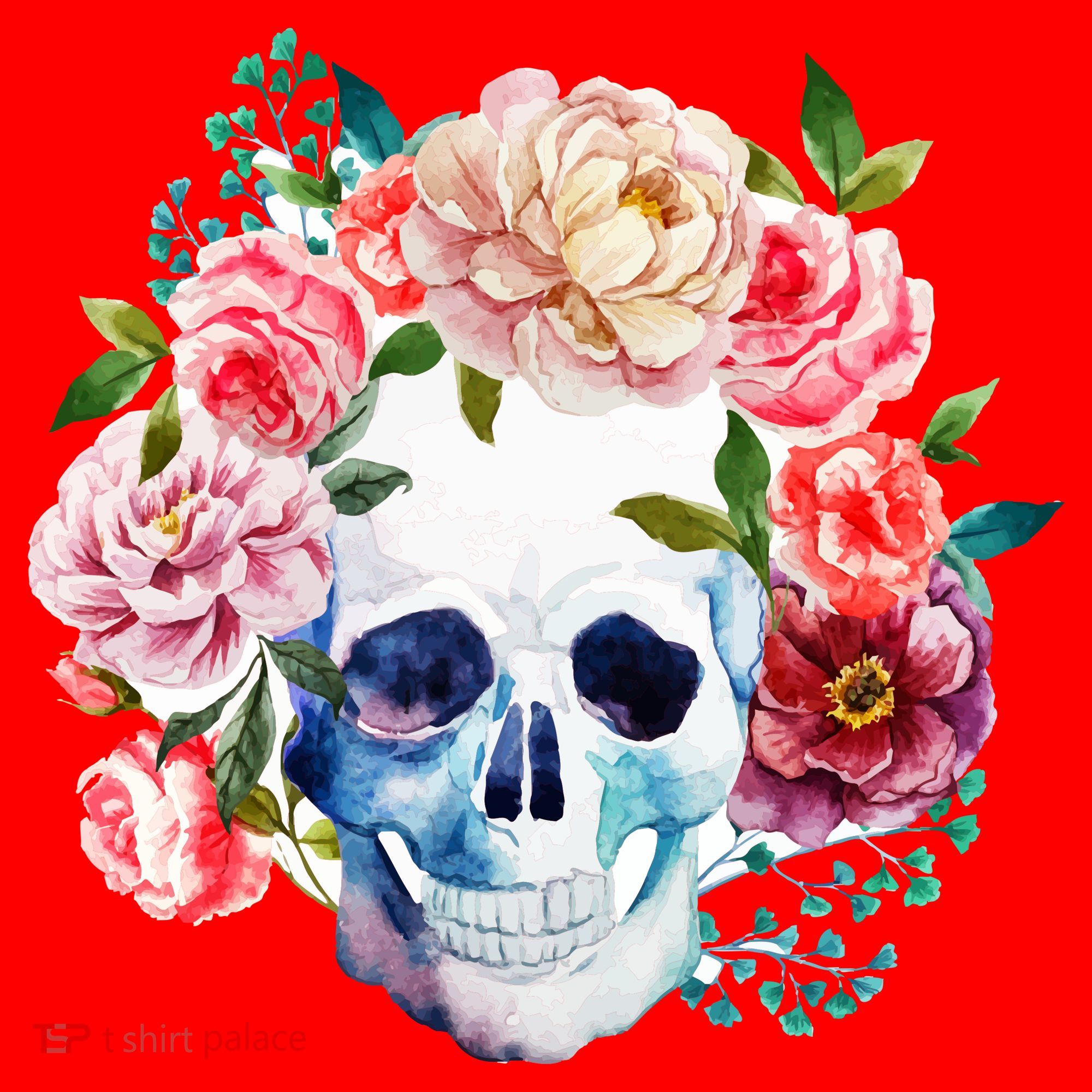 Beautiful Flower Skull Santa Hat