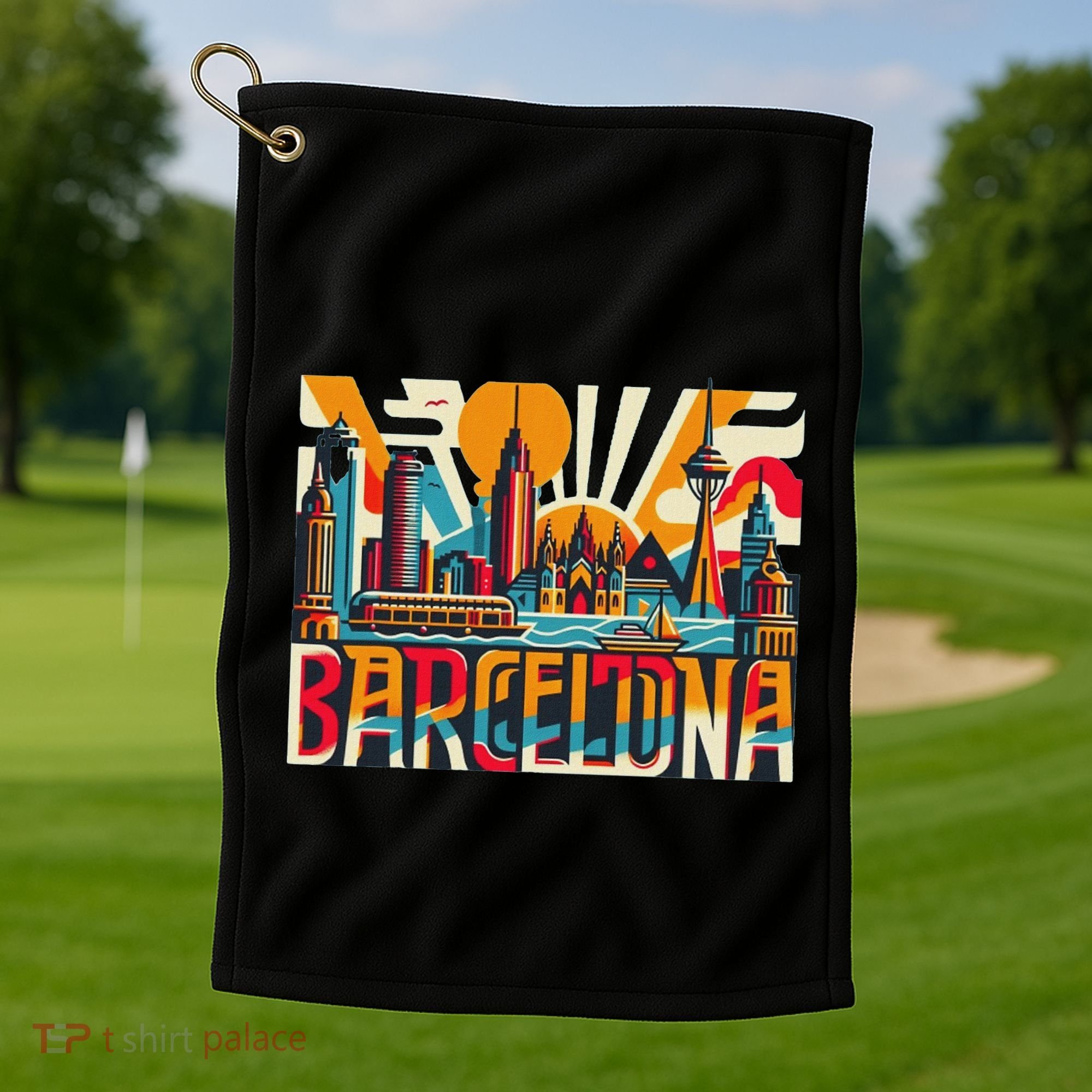 Barcelona Espana Barcelona Spain Golf Towel