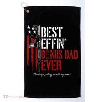 Best Effin’ Bonus Dad Ever Daddy Gun Rights American Flag Golf Towel thumb 0