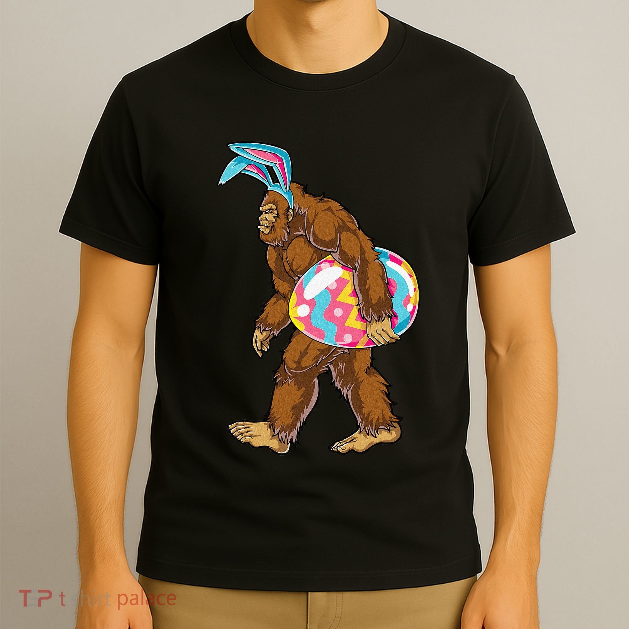 Bigfoot Easter Bunny Ears Egg Sasquatch Lover Gift T-Shirt