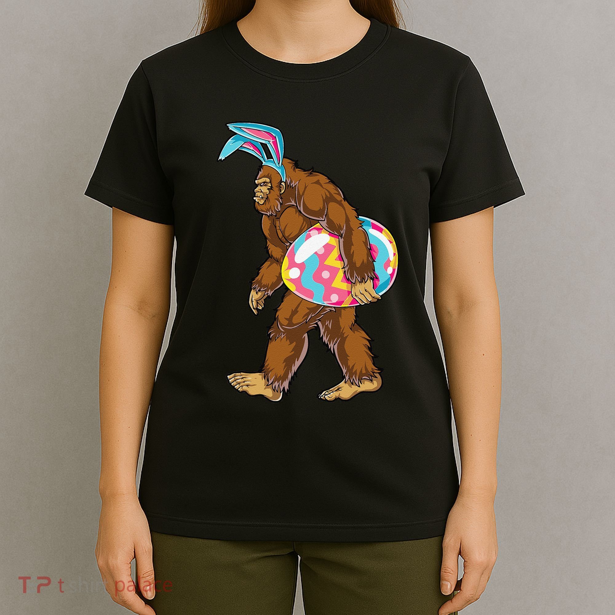 Bigfoot Easter Bunny Ears Egg Sasquatch Lover Gift T-Shirt