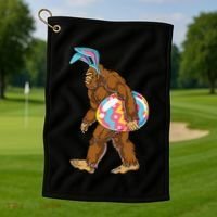 Bigfoot Easter Bunny Ears Egg Sasquatch Lover Gift Golf Towel thumb 1