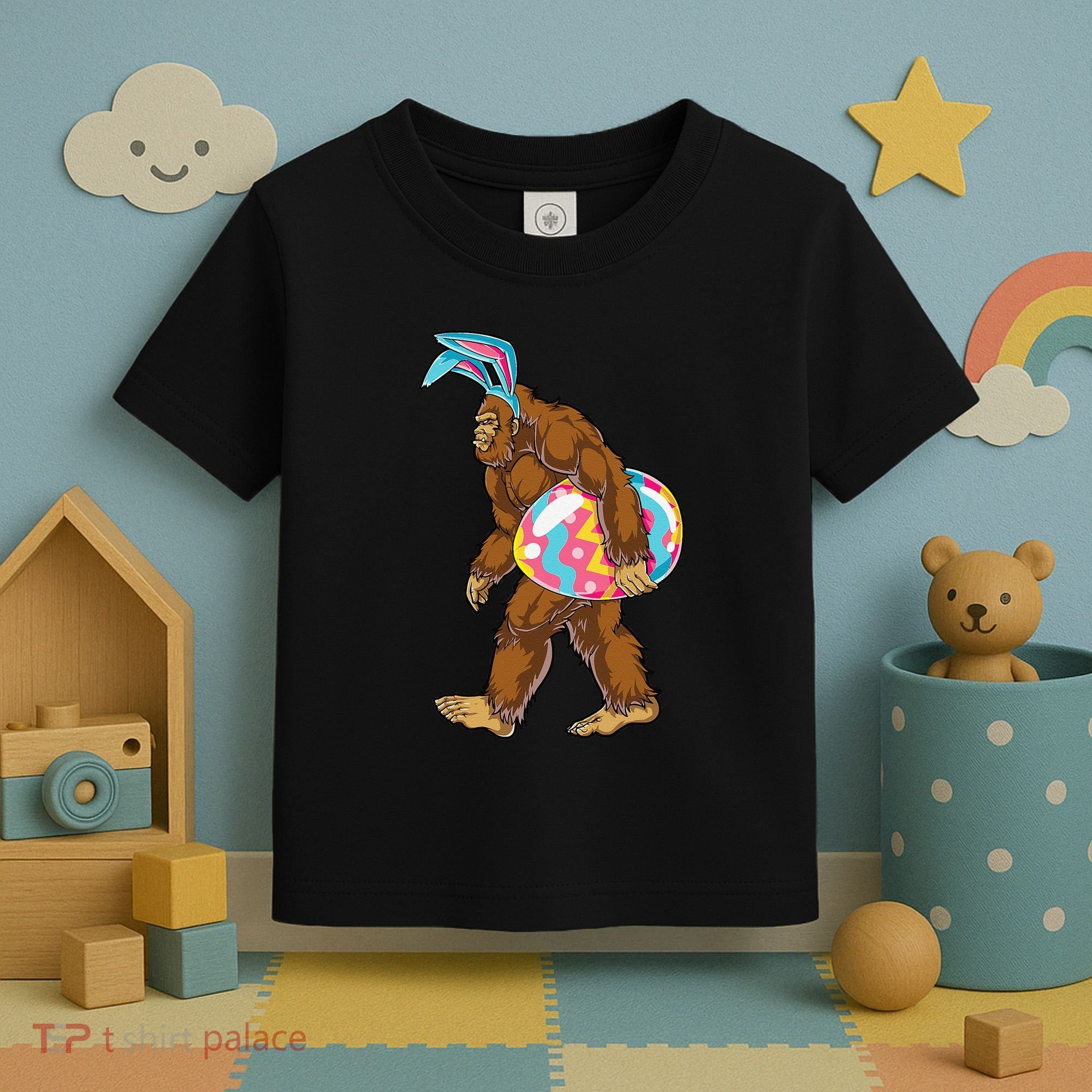Bigfoot Easter Bunny Ears Egg Sasquatch Lover Gift Toddler T-Shirt