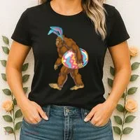 Bigfoot Easter Bunny Ears Egg Sasquatch Lover Gift Women's T-Shirt thumb 2