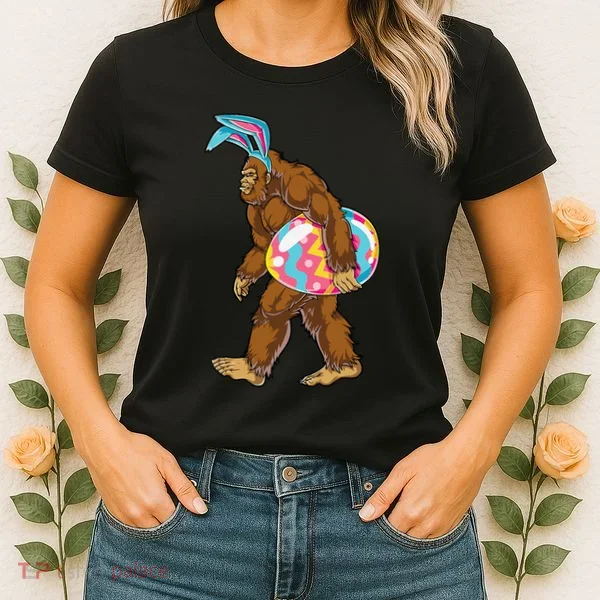 Bigfoot Easter Bunny Ears Egg Sasquatch Lover Gift Women's T-Shirt