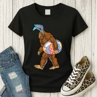Bigfoot Easter Bunny Ears Egg Sasquatch Lover Gift Women's T-Shirt thumb 3