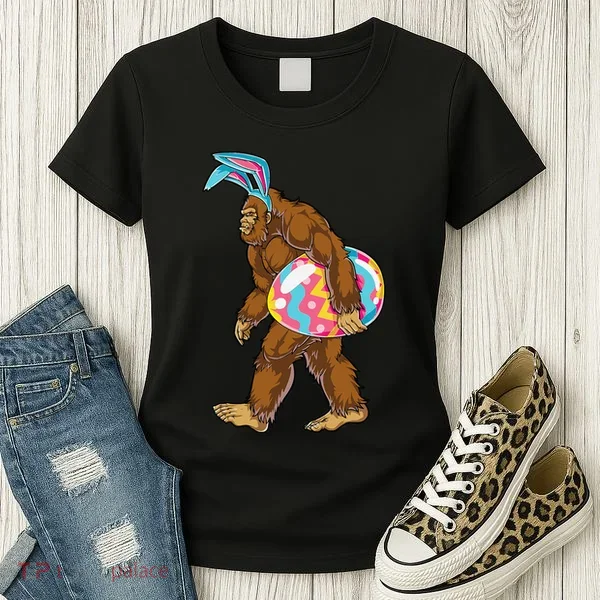 Bigfoot Easter Bunny Ears Egg Sasquatch Lover Gift Women's T-Shirt
