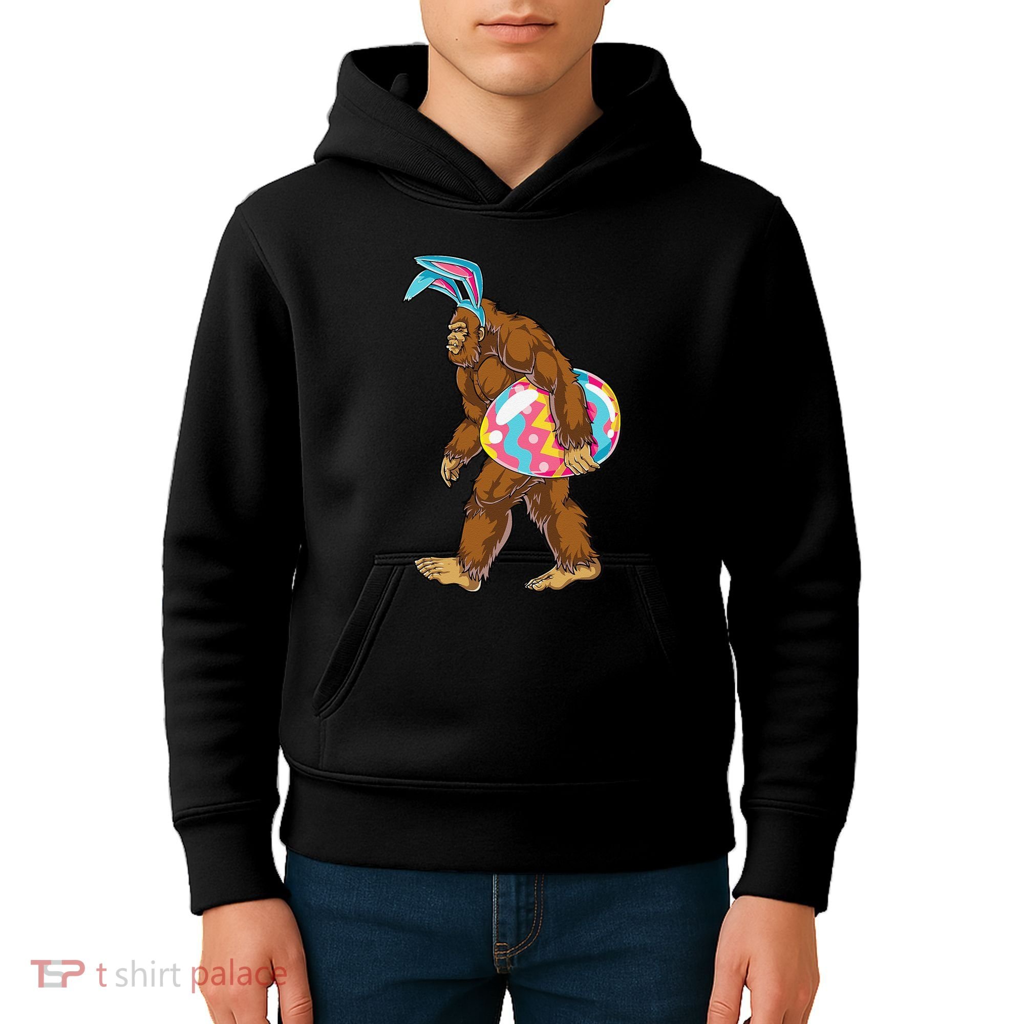 Bigfoot Easter Bunny Ears Egg Sasquatch Lover Gift Kids Hoodie