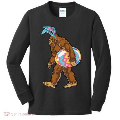 Bigfoot Easter Bunny Ears Egg Sasquatch Lover Gift Kids Long Sleeve Shirt