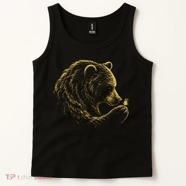 Bear Embracing Butterfly Nature Wildlife Tank Top