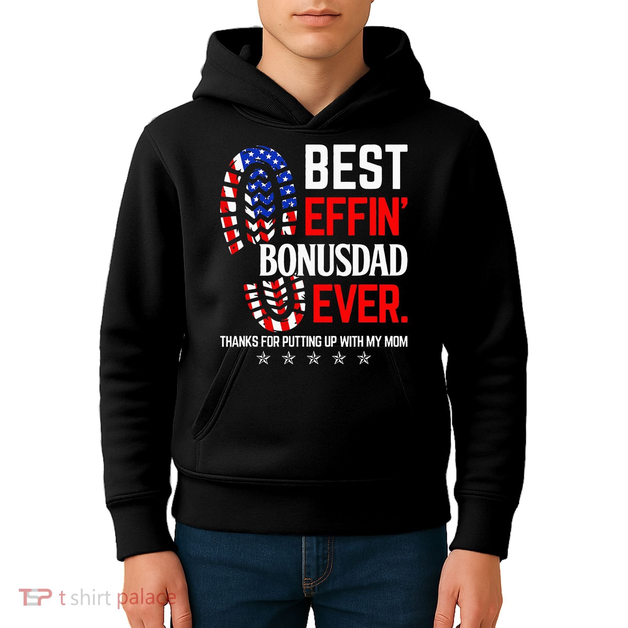 Best Effin Bonus Dad Ever Step Dad Fathers Day Gift Kids Hoodie