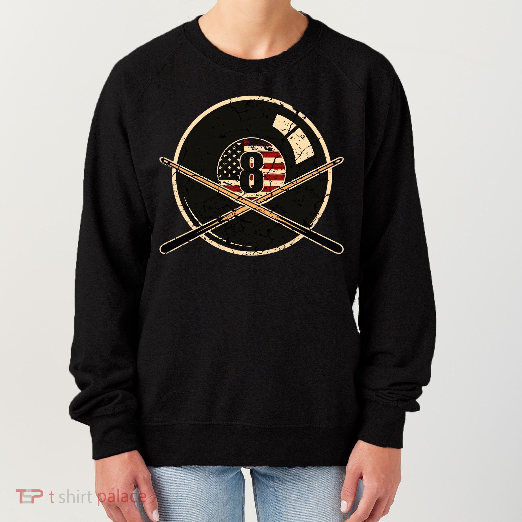 Billiards Eight Balls With American Flag Billiards Dad Gift For Father’s Day Women's Sweatshirt