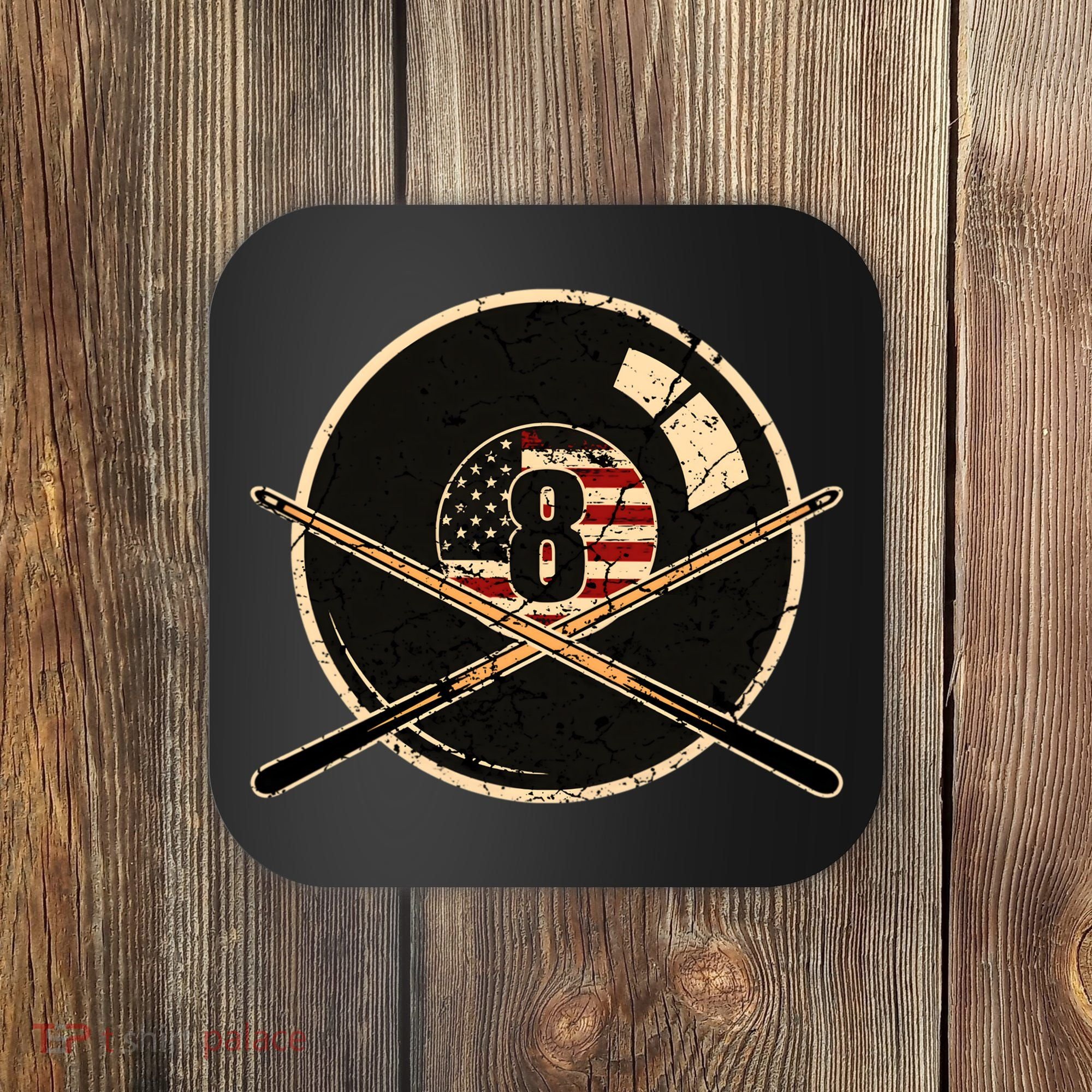 Billiards Eight Balls With American Flag Billiards Dad Gift For Father’s Day Coaster