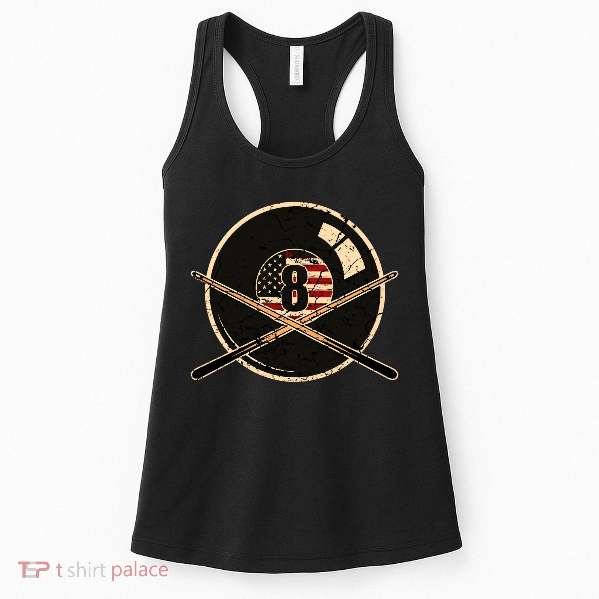 Billiards Eight Balls With American Flag Billiards Dad Gift For Father’s Day Women's Tank Top